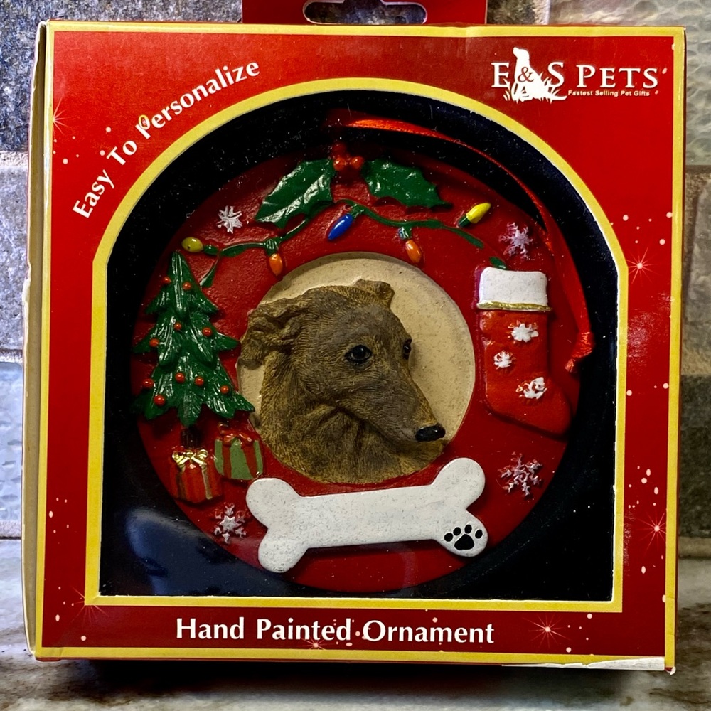 E & S Pets~Greyhound Christmas Ornament~Can Be Personalized~Brand New